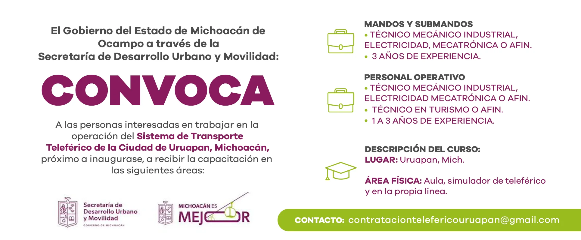 Trabaja en el teleférico de Uruapan