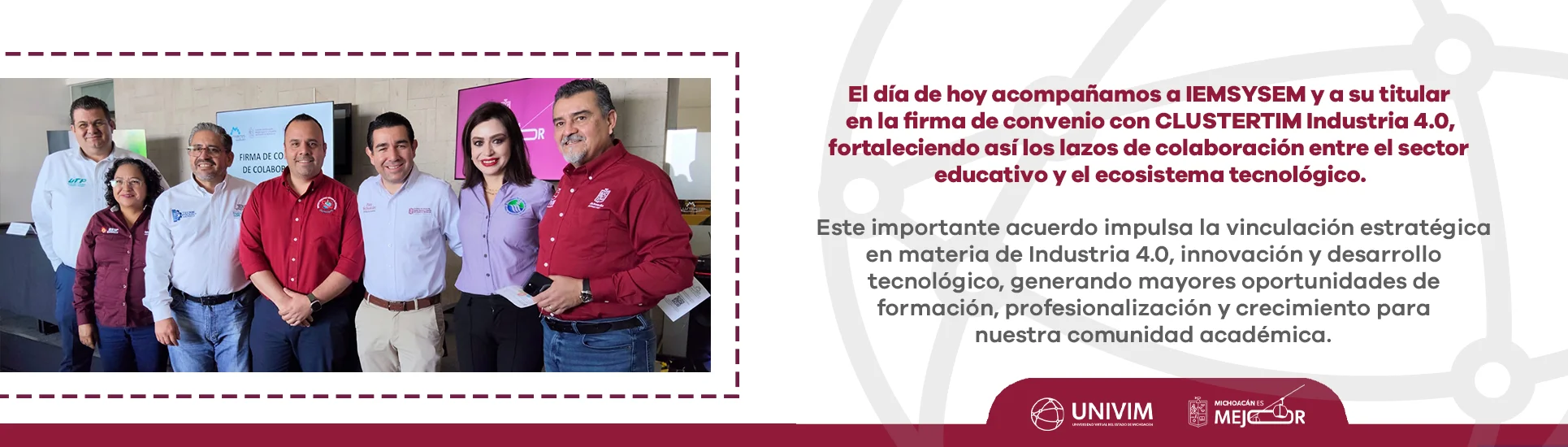 El día de hoy acompañamos a IEMSYSEM y a su titular en la firma de convenio con CLUSTERTIM Industria 40 fortaleciendo así los lazos de colaboración entre el sector educativo y el ecosistema tecnológico
