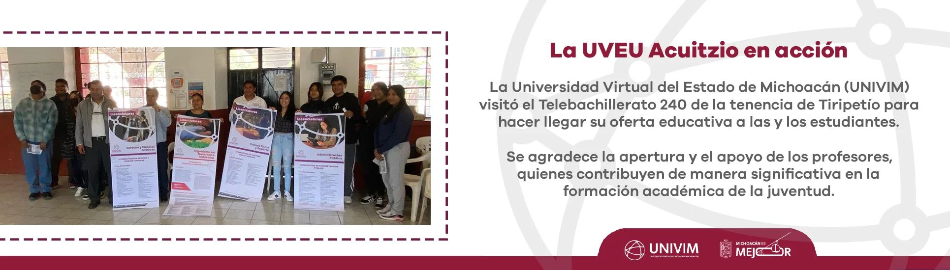 La UVEU en Acuitzion en acción en el telebachillerato 240 de Tiripetío